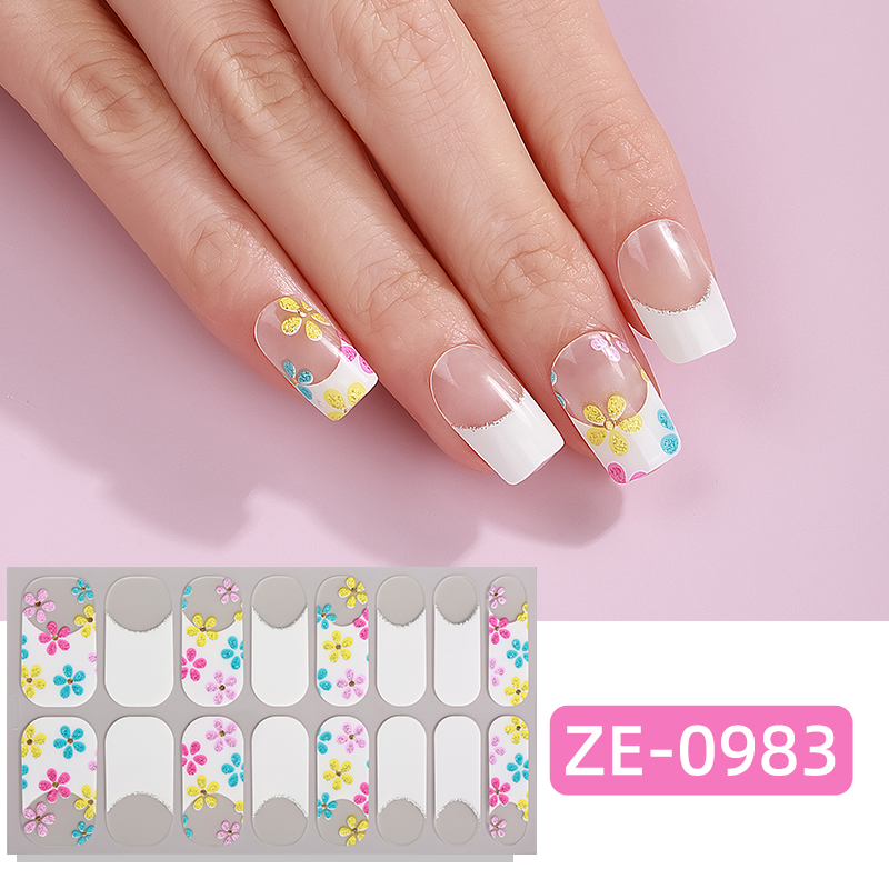 Full Cover Adhesive - 16 наклеек для ногтей с градиентным